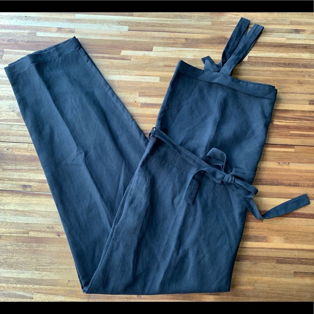 NWOT Ozma of CA Alicante Jumpsuit Light Silk Linen / Onyx Black / L - Picture 9 of 9
